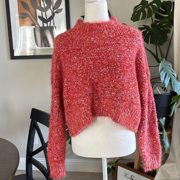 NWOT Free People Star Dust Pullover Long Sleeves Mock Neck Slouchy S Textured - Picture 4 of 13